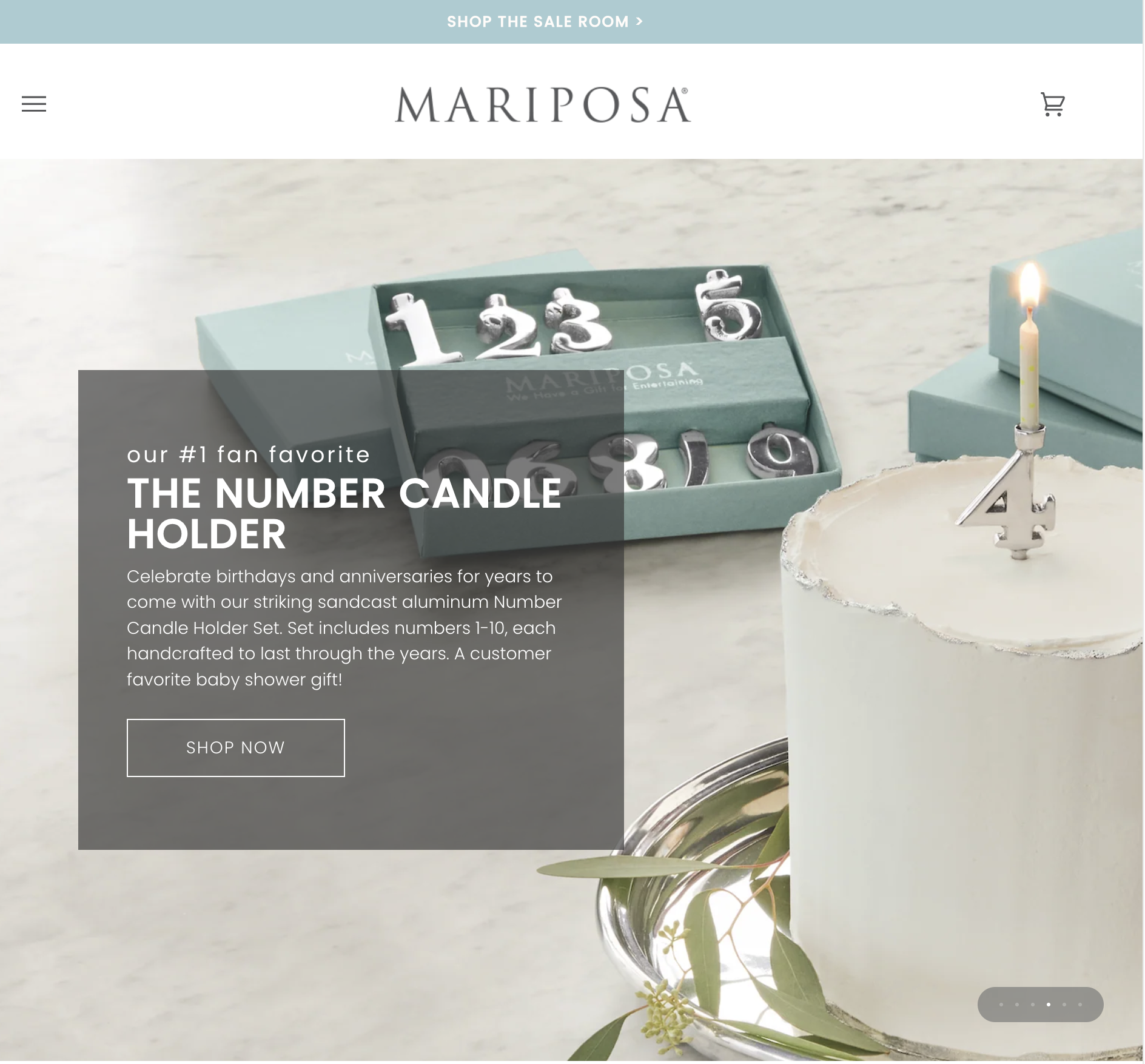 Mariposa Website Number Candle Holder 11-25